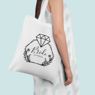 Tote Bag Anneau de diamant Vintage cadre "Mariée" Personnal