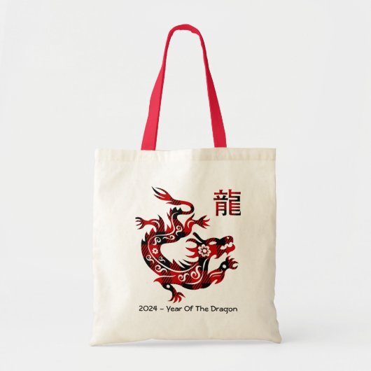 Tote Bag Année Chinoise Du Dragon - Buffalo Plaid (Devant)