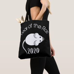 Tote Bag Année de la souris Rat 2020 avec texte