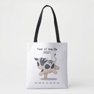 Tote Bag Année de l'Ox Cute Zodiac Animal 2021