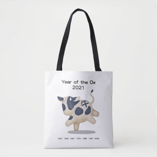 Tote Bag Année de l'Ox Cute Zodiac Animal 2021 (Devant)