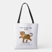 Tote Bag Année du Tigre 2022 Cute Zodiac Animal Keepsaké (Dos)