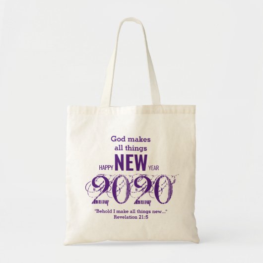 Tote Bag Année personnalisée 2020 DIEU FAIT TOUTES CHOSES N (Devant)