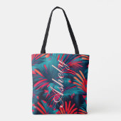 Tote Bag Anniversaire Beach party Palm tree coucher de sole (Dos)