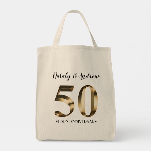 Tote Bag Anniversaire du 50e Mariage d'or métallique (Dos)