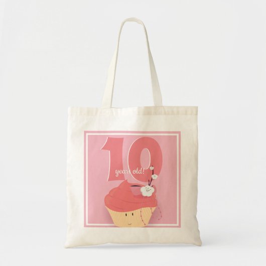 Tote Bag Anniversaire du Cupcake rose | Fourre-tout de base (Devant)