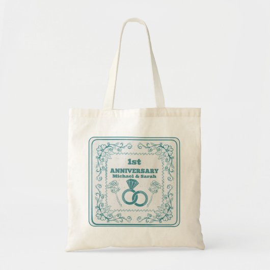 Tote Bag Anniversaire Floral mariage année personnalisable (Devant)