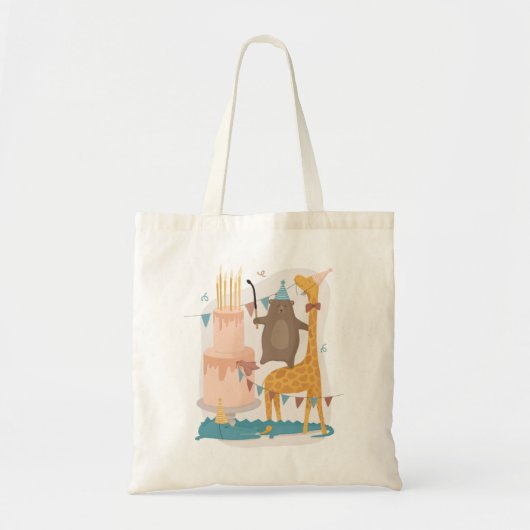 Tote Bag Anniversaire mignon animal. Crocodile de girafe d' (Devant)