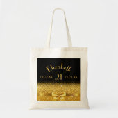 Tote Bag Anniversaire noir or monogramme élégant (Devant)