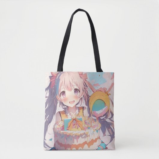 Tote Bag Anniversaire Personnalisé Fille Pastel Couleurs (Devant)