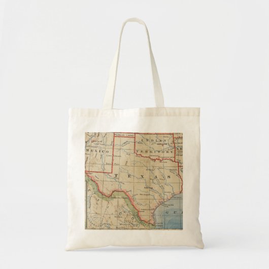 Tote Bag Antique 1888 Carte du Texas avec des villes et des (Devant)