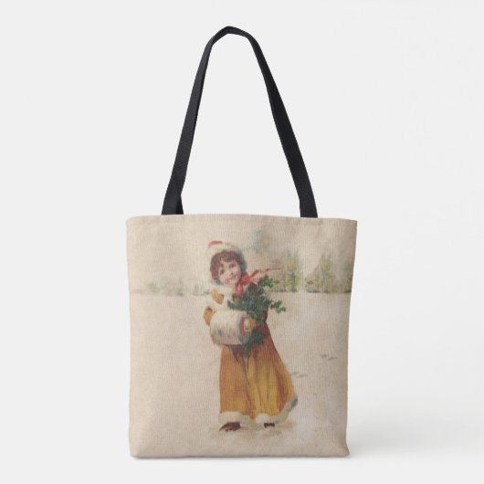 Tote Bag Antique Fille de Noël Enfant d'hiver (Dos)
