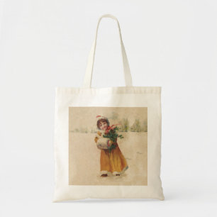 Tote Bag Antique Fille de Noël Enfant d'hiver