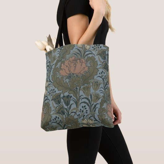 Tote Bag Antique Fleur Morris Jardin Fond d'écran Floral (De près)