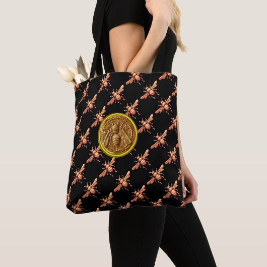 Tote Bag ANTIQUE HONEY BEE COIN ET GOLD BEES Beekeeper (De près)