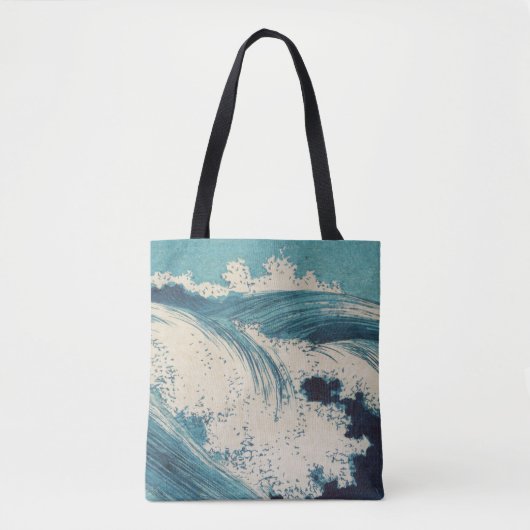Tote Bag Antique Japonais Bleu Vagues Océan Imprimer (Devant)