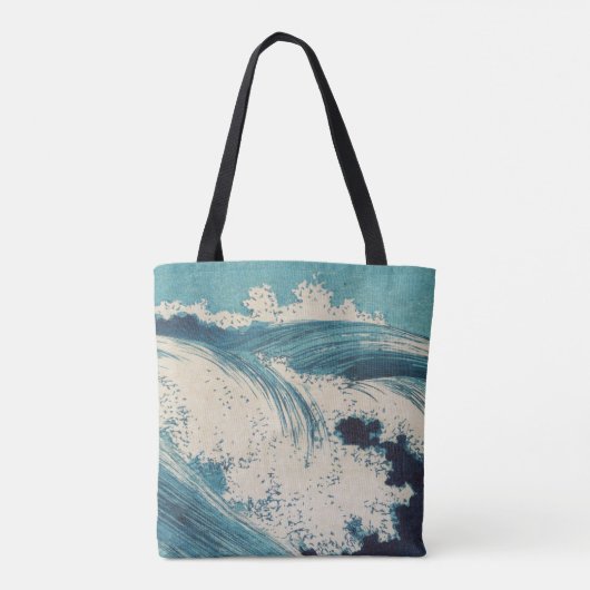 Tote Bag Antique Japonais Bleu Vagues Océan Imprimer (Dos)