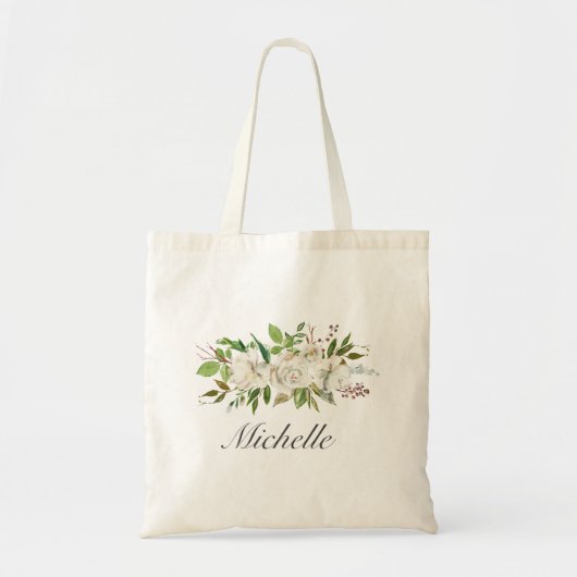 Tote Bag Antique Jardin Blanc Fleur personnalisée (Devant)