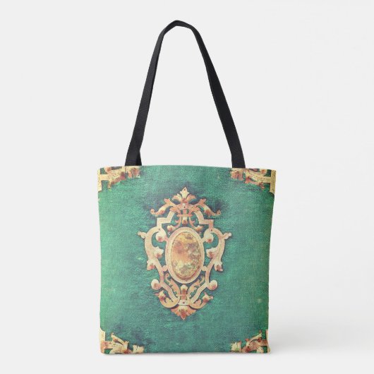 Tote Bag Antique livre laiton et vert élégant victorien (Dos)