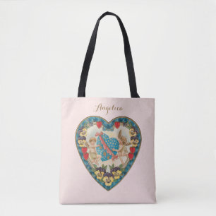 Tote Bag Antique Saint Valentin, les anges Vintages dans un