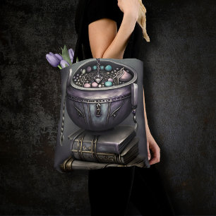 Tote Bag Antique Steampunk Cauldron Pile de Spellbooks