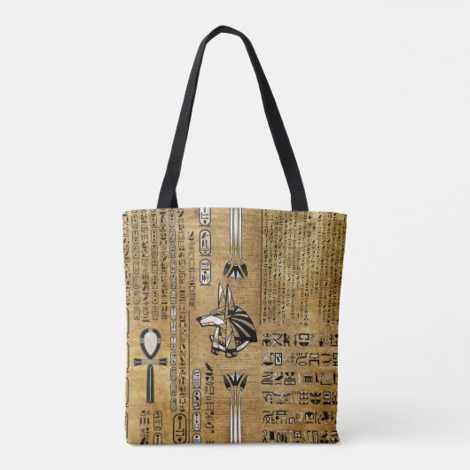 Tote Bag Anubis - Dieu égyptien - Or et perle (Dos)