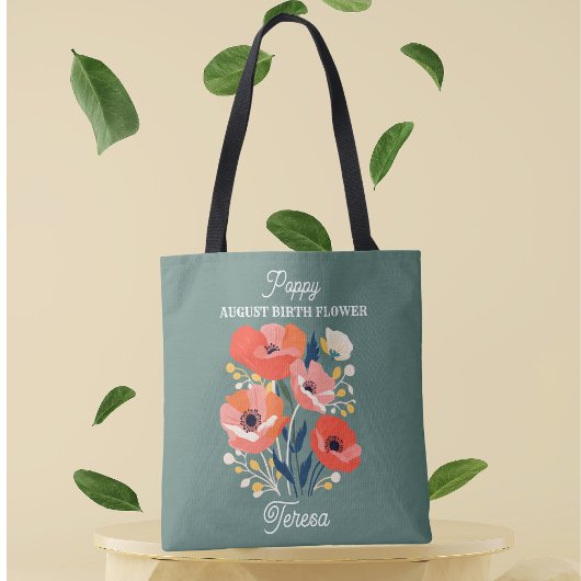 Tote Bag Août Fleur de naissance Nom personnalisé