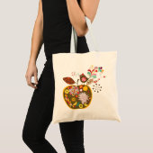 Tote Bag Apple fleuri (Devant (produit))