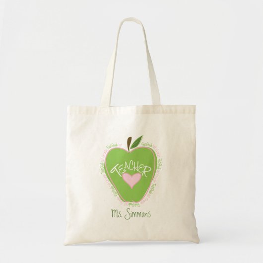 Tote Bag Apple rose et vert de professeur de première (Devant)