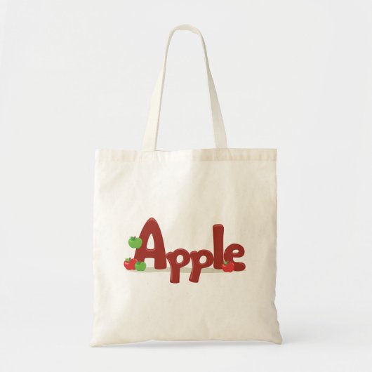 Tote Bag Apple Word Art avec des pommes rouges et vertes (Devant)