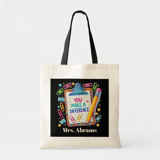 Tote Bag Appréciation de l'enseignant ajouter un nom person (Devant)