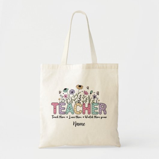 Tote Bag Appréciation de l'enseignant Fleur sauvage rétro (Devant)