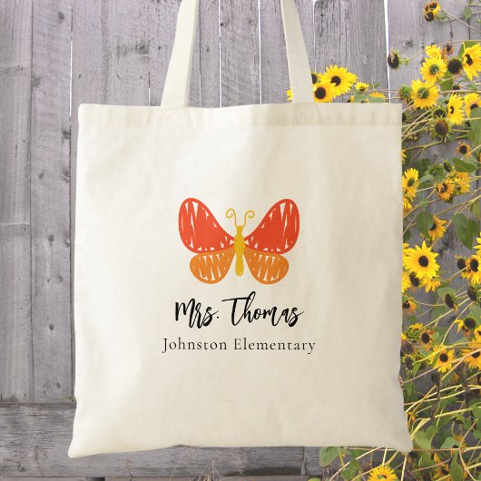 Tote Bag Appréciation de l'enseignant Merci Papillon de l'e