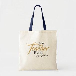 Tote Bag Appréciation de l'enseignant moderne Gold Name Sc