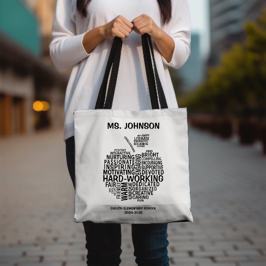 Tote Bag Appréciation de l'enseignant noir Typographie Appl
