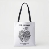 Tote Bag Appréciation de l'enseignant noir Typographie Appl (Devant)