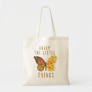 Tote Bag Appréciez les Petites Choses Papillon & Fleur Natu