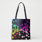 Tote Bag APPRENDRE PAIX Rainbow Graphisme Sur Pots Polka (Devant)
