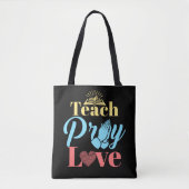 Tote Bag Apprendre Pray Love Enseignant chrétien (Devant)