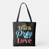 Tote Bag Apprendre Pray Love Enseignant chrétien (Dos)