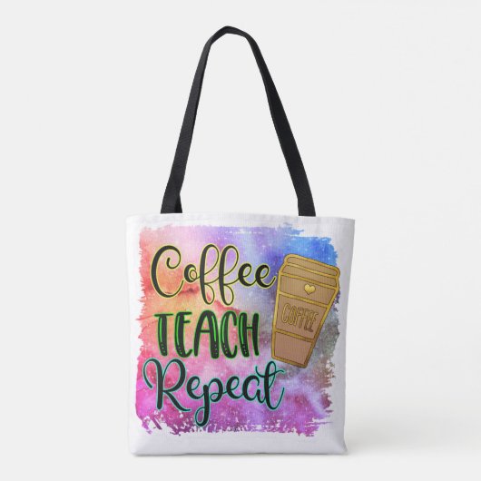 Tote Bag Apprentissage Café Répéter Retour À L'École Enseig (Dos)