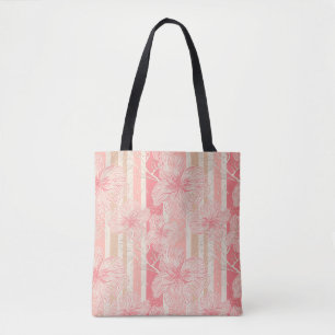 Tote Bag Apricot motif à rayures florales rose