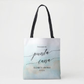 Tote Bag Aqua and Gold Beach Punta Cana Mariage Welcome (Devant)