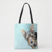 Tote Bag Aqua aquarelle avec photo de animal de compagnie (Devant)