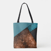 Tote Bag Aqua bleu et bronze scintille de couleur moderne (Dos)