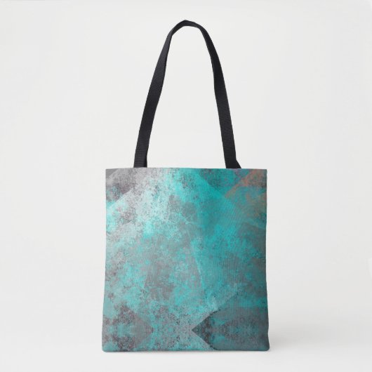 Tote Bag Aqua bleu turquoise et gris en détresse abstrait (Devant)