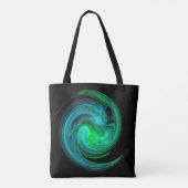 Tote Bag AQUA BLEU VERT VORTEX Fractal Swirl Noir (Dos)