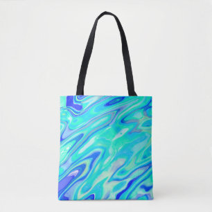 Tote Bag Aqua Blue Marble Texture Abstrait Motif liquide