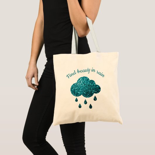 Tote Bag Aqua Blue parties scintillant scintille Pluie Clou (Devant (produit))