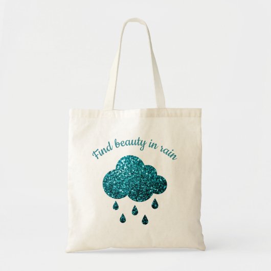 Tote Bag Aqua Blue parties scintillant scintille Pluie Clou (Devant)